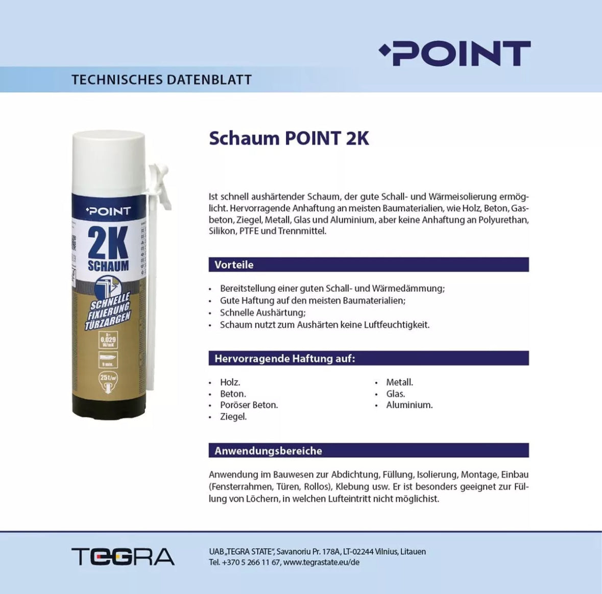 POINT 2K PU Zargenschaum 400 ml