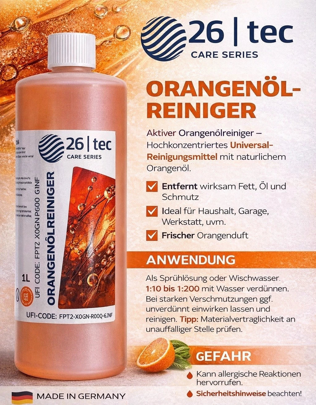 Orangenöl Reiniger Konzentrat 1 Liter