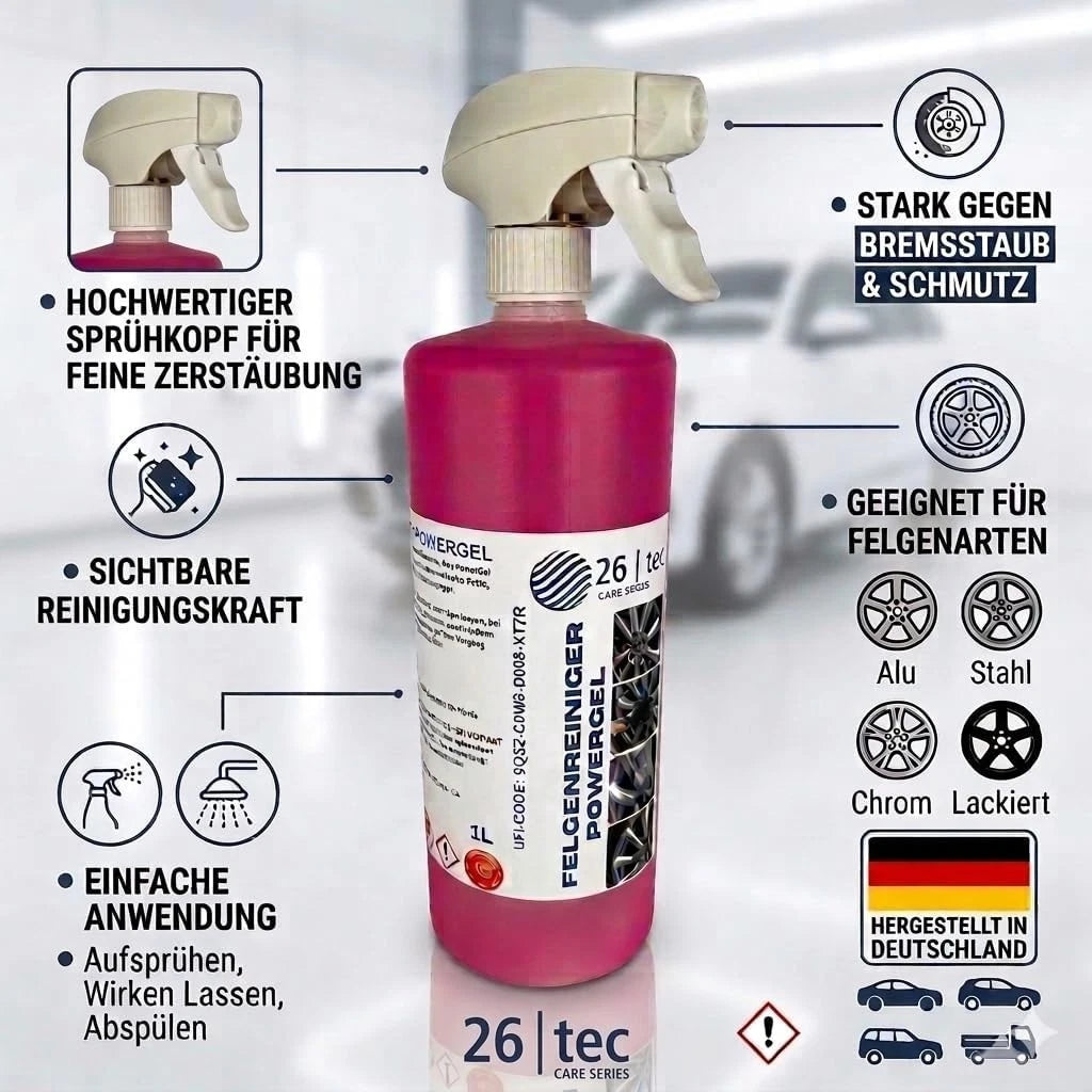 26 tec Aktiv Felgenreiniger Powergel – Bremsstaub & Schmutz entfernen