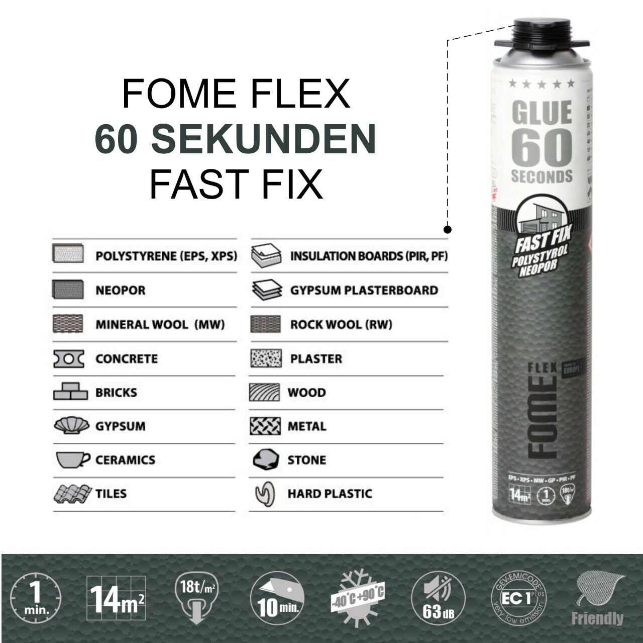 FOME FLEX WDVS KLEBESCHAUM 60 SECONDS 850ml ||Dämmstoffkleber||